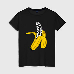 Футболка хлопковая женская Заводной банан, цвет: черный