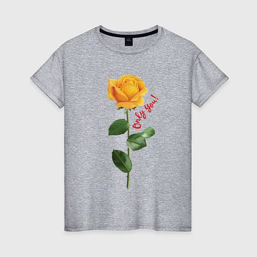 Женская футболка Жёлтая роза - only you / Меланж – фото 1