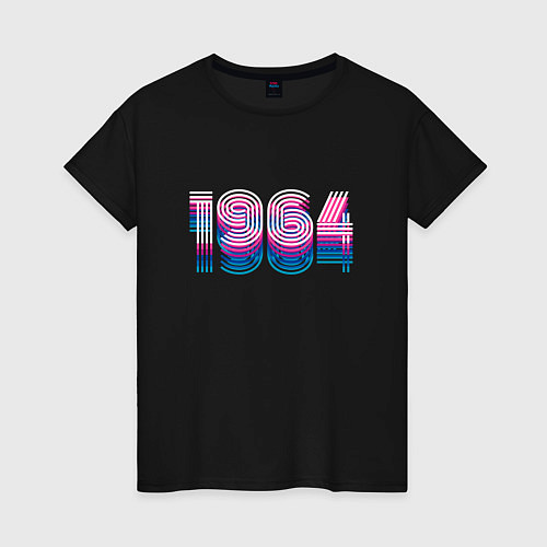 Женская футболка 1964 год ретро неон / Черный – фото 1