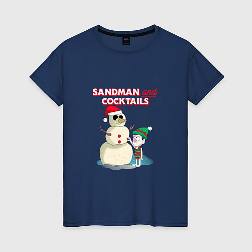 Женская футболка Sandman and cocktails / Тёмно-синий – фото 1