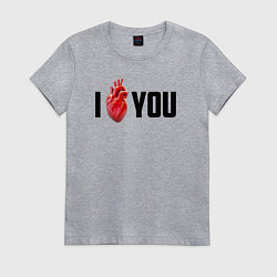 Футболка хлопковая женская I love you - прикол, цвет: меланж