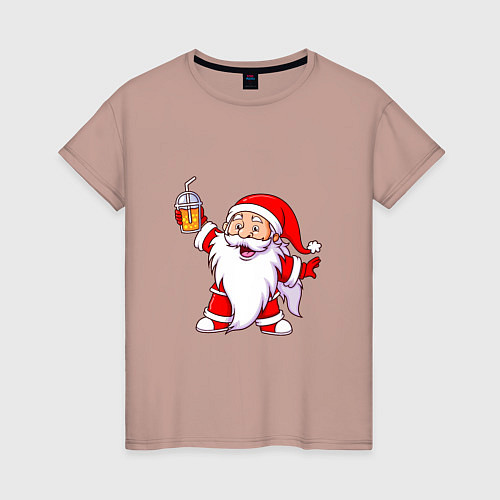 Женская футболка Санта весельчак / Пыльно-розовый – фото 1