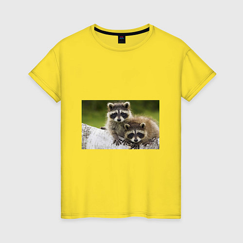 Женская футболка Дружные еноты / Желтый – фото 1