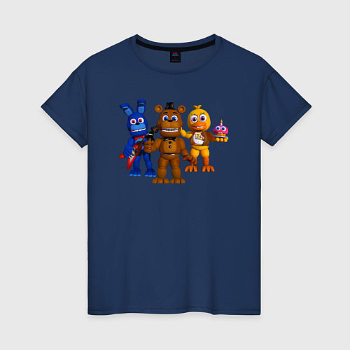 Женская футболка Бонни, Фредди и Чика / Тёмно-синий – фото 1