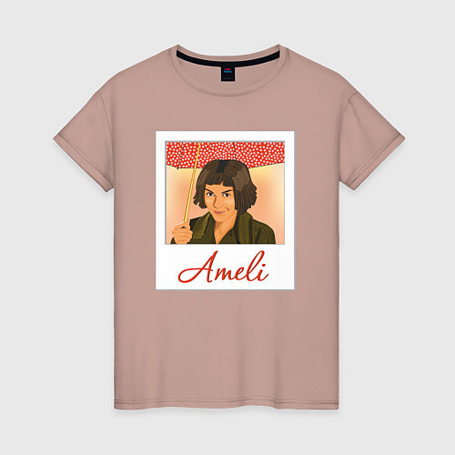 Женская футболка Амели с зонтом / Пыльно-розовый – фото 1