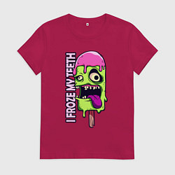 Футболка хлопковая женская Мороженое-монстр без зубов, цвет: маджента