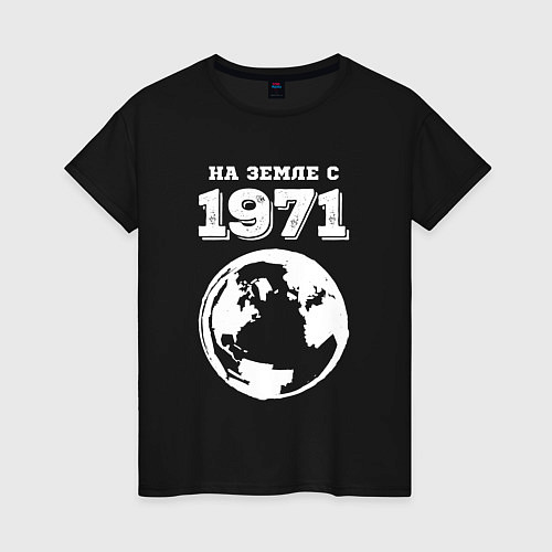 Женская футболка На Земле с 1971 с краской на темном / Черный – фото 1