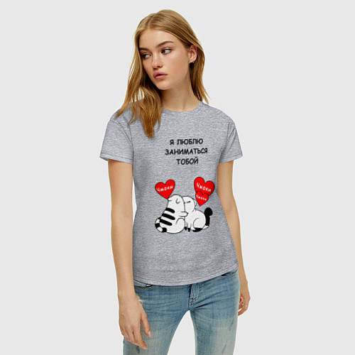 Женская футболка Я люблю заниматься тобой - котики / Меланж – фото 3