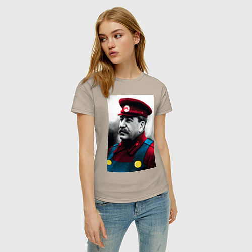 Женская футболка Иосиф Виссарионович Сталин - memes Mario / Миндальный – фото 3