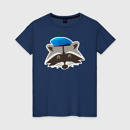 Женская футболка Боевой енот / Тёмно-синий – фото 1