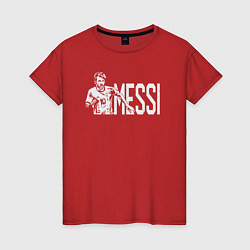 Футболка хлопковая женская Football Messi, цвет: красный