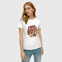 Футболка хлопковая женская I love 90-s, цвет: белый — фото 2