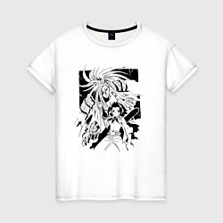 Футболка хлопковая женская Шаман Кинг, цвет: белый