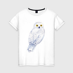 Футболка хлопковая женская Белая полярная сова, цвет: белый