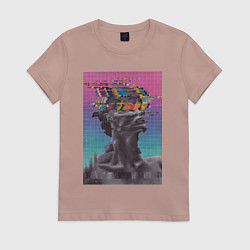 Футболка хлопковая женская Скульптура glitch art, цвет: пыльно-розовый