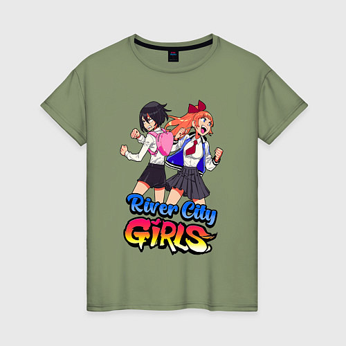 Женская футболка River city girls - fighting / Авокадо – фото 1