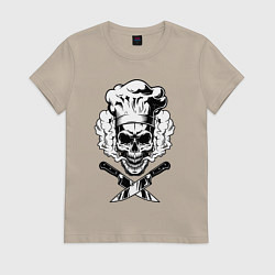 Футболка хлопковая женская The cooks skull, цвет: миндальный