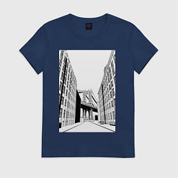 Футболка хлопковая женская Переулок у Бруклинского моста, цвет: тёмно-синий