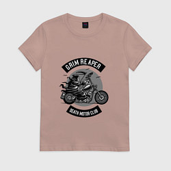 Футболка хлопковая женская Death Motorcycle Club Мотоциклетный клуб смерти, цвет: пыльно-розовый