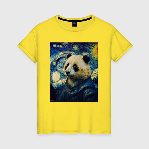 Женская футболка Панда Ван Гога / Желтый – фото 1