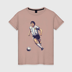 Футболка хлопковая женская Maradona football, цвет: пыльно-розовый