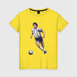 Футболка хлопковая женская Maradona football, цвет: желтый