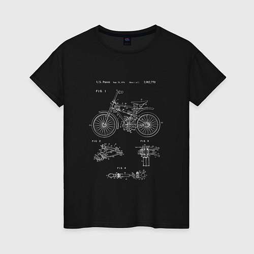 Женская футболка Патент на винтажный велосипед / Черный – фото 1