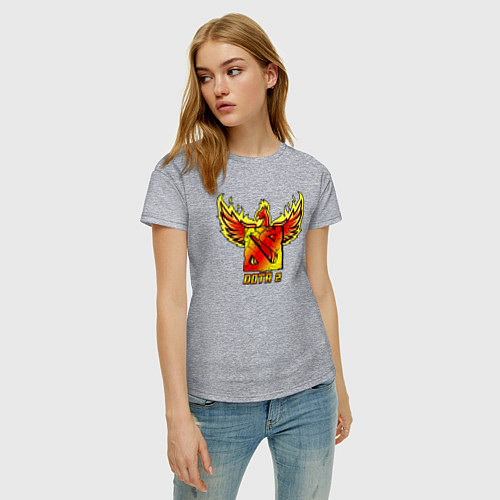 Женская футболка Дота 2 - огненный феникс / Меланж – фото 3