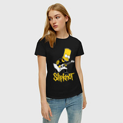 Футболка хлопковая женская Slipknot Барт Симпсон рокер, цвет: черный — фото 2