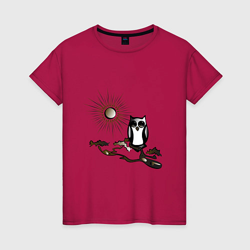 Женская футболка Сова на сосне / Маджента – фото 1
