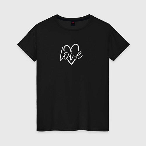 Женская футболка Love в белом сердце для паттерна / Черный – фото 1