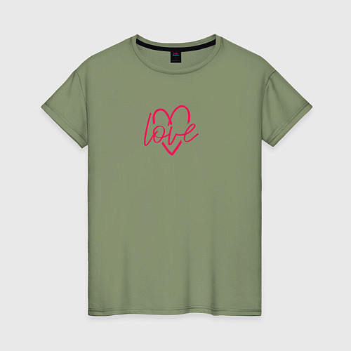 Женская футболка Love в розовом мердце для паттерна / Авокадо – фото 1