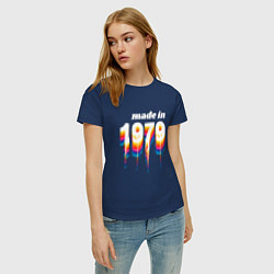 Футболка хлопковая женская Made in 1979 liquid art, цвет: тёмно-синий — фото 2