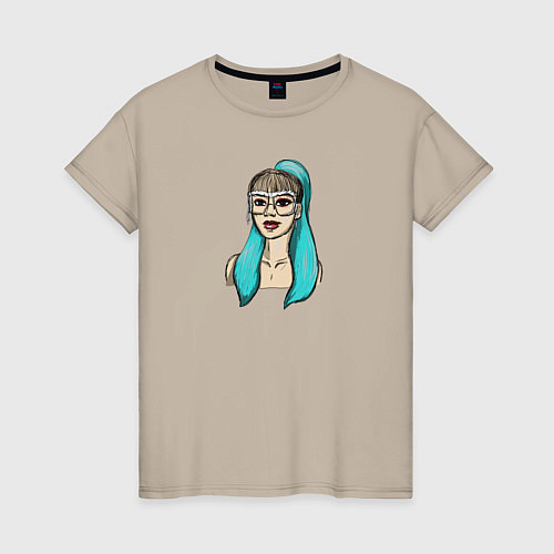 Женская футболка Лисса в очках / Миндальный – фото 1