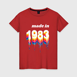 Футболка хлопковая женская Made in 1983 liquid art, цвет: красный