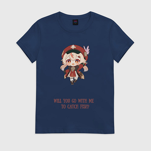 Женская футболка Chibi Klee: catch fish / Тёмно-синий – фото 1