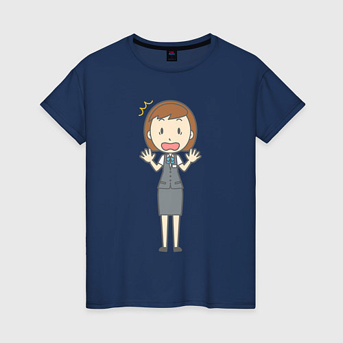 Женская футболка Офисная леди в испуге / Тёмно-синий – фото 1