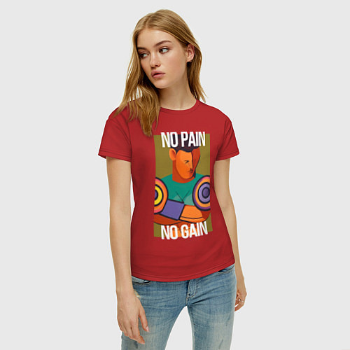 Женская футболка No pain no gain casual art / Красный – фото 3
