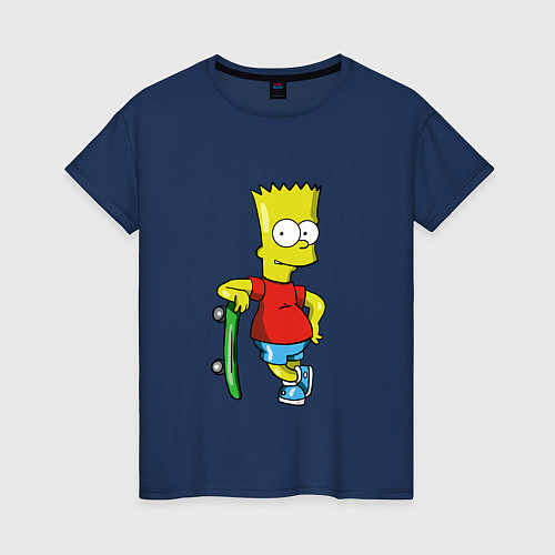 Женская футболка Барт и скейт / Тёмно-синий – фото 1