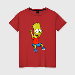 Футболка хлопковая женская Барт прыгает, цвет: красный