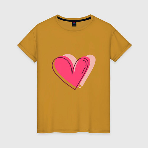 Женская футболка Большое бьющееся сердце / Горчичный – фото 1