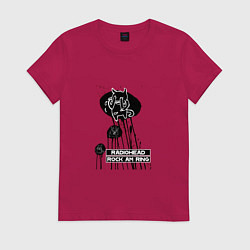 Футболка хлопковая женская Radiohead rock am ring, цвет: маджента
