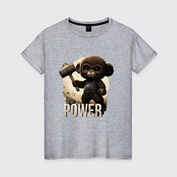 Футболка хлопковая женская Animal power, цвет: меланж