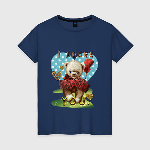 Женская футболка Медведь с шариком / Тёмно-синий – фото 1