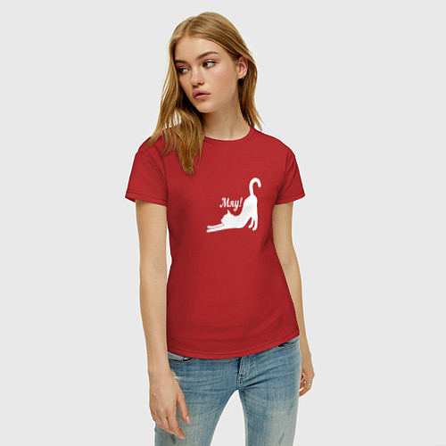 Женская футболка Кошечка мяу мяу / Красный – фото 3