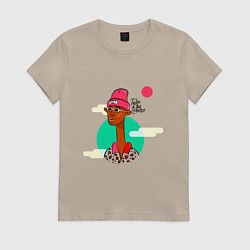 Футболка хлопковая женская Tyler The Creator rap, цвет: миндальный