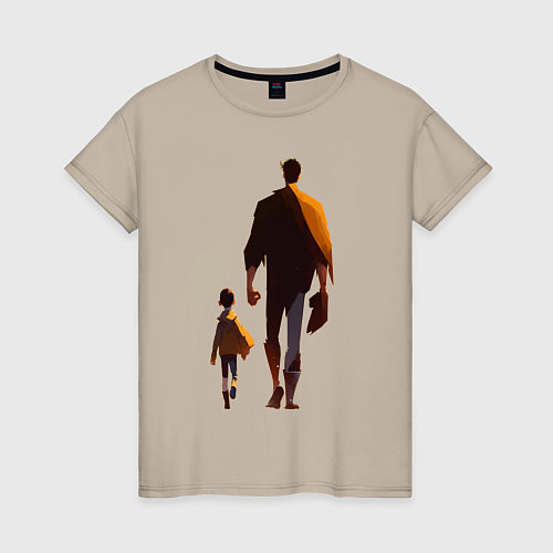 Женская футболка Отец и его сын / Миндальный – фото 1