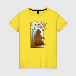 Футболка хлопковая женская Медведица тянется к медведю - парная, цвет: желтый