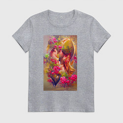 Футболка хлопковая женская День святого Валентина - нейросеть - абстракция, цвет: меланж