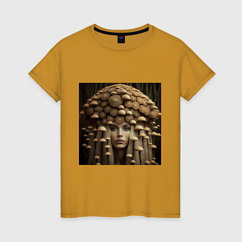 Женская футболка Девушка гриб / Горчичный – фото 1